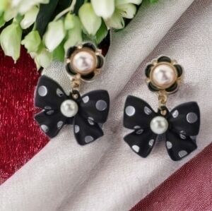 BETSEY JOHNSON BOW POLKA DOT EARRINGS